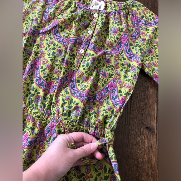 “EUC” Peek Kids Girls L (8Y) Olive Green/Pink Floral 3/4 Sleeves Tunic Dress/Top - Picture 4 of 8